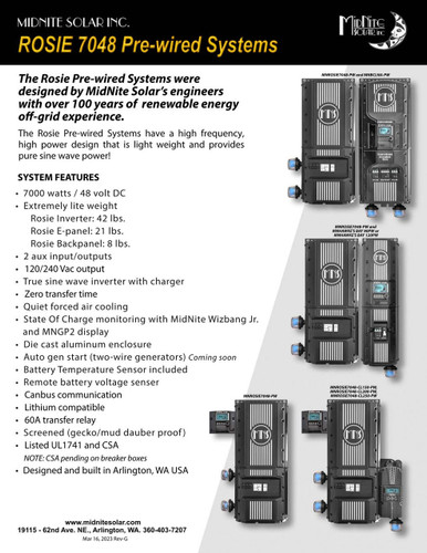 MidNite Solar MNROSIE7048-2CL200-PW Pre-wired Inverter