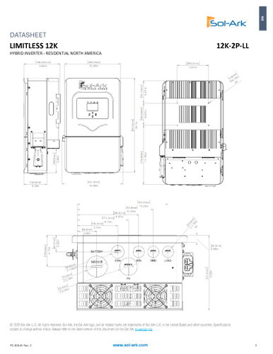 Sol-Ark 12K-2P-LL Limitless Hybrid Inverter 12kW 48V