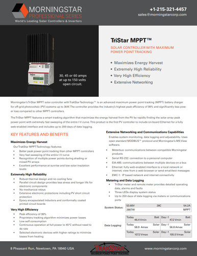 Morningstar TS-MPPT-60 TriStar MPPT Solar Controller