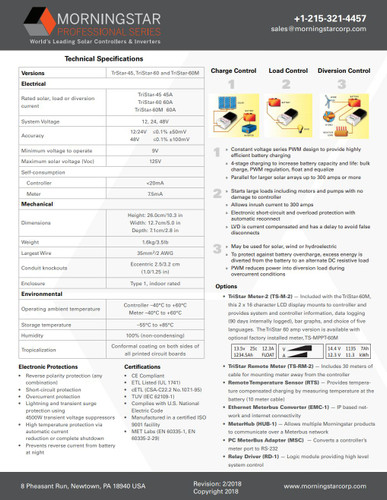 Morningstar TS-60 TriStar Solar Charge Controller 60A