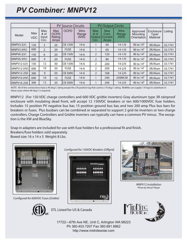 MidNite Solar MNPV12 Combiner