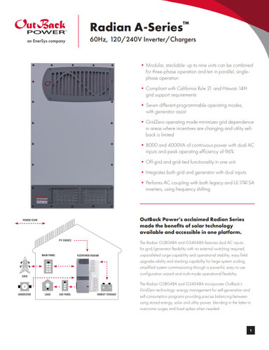 OutBack Power GS4048A-01 Radian Series Inverter 4kW