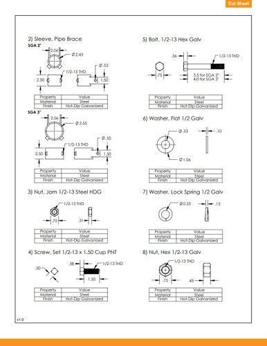IronRidge 70-0200-CBR Diagonal Brace Assembly Kit 2 Inch