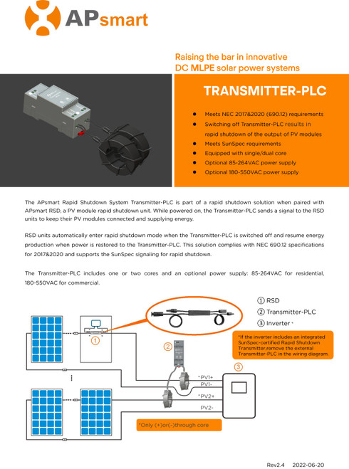 APsystems 406001 APsmart RSS Transmitter-PLC Single Core