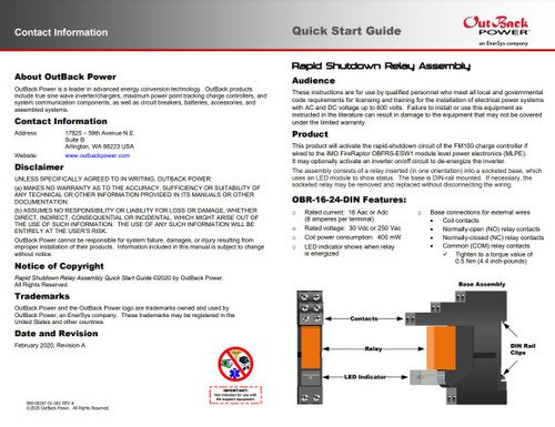 OutBack Power OBR-16-24-DIN Relay 16A 24VDC