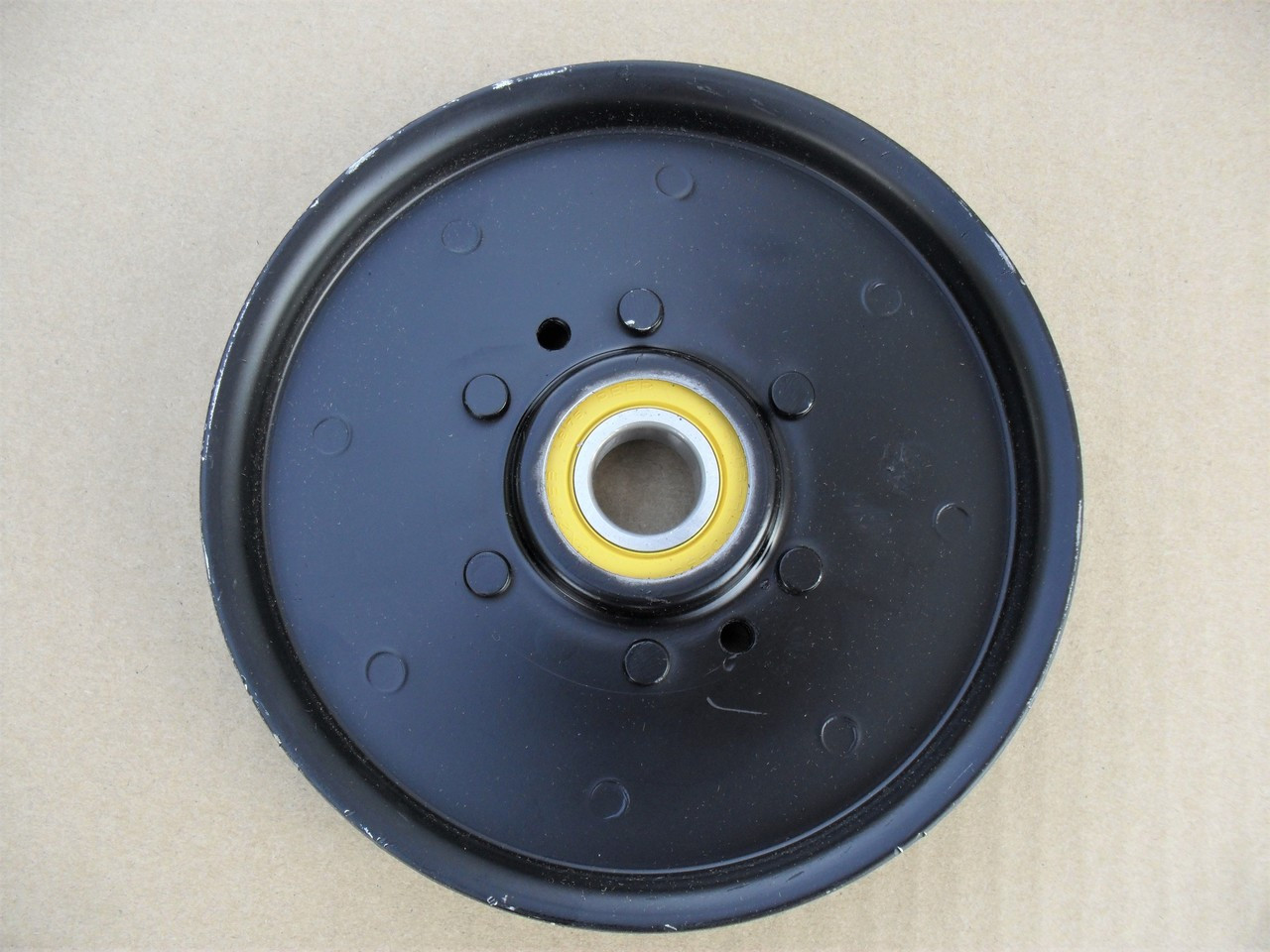 Deck Idler Pulley for John Deere 335, 345, 325, LX88, LX78, G100, Sabre 48" Cut, AM106627, AM121602, AUC16698, OD: 5-3/8", Height: 1", ID: 21/32"