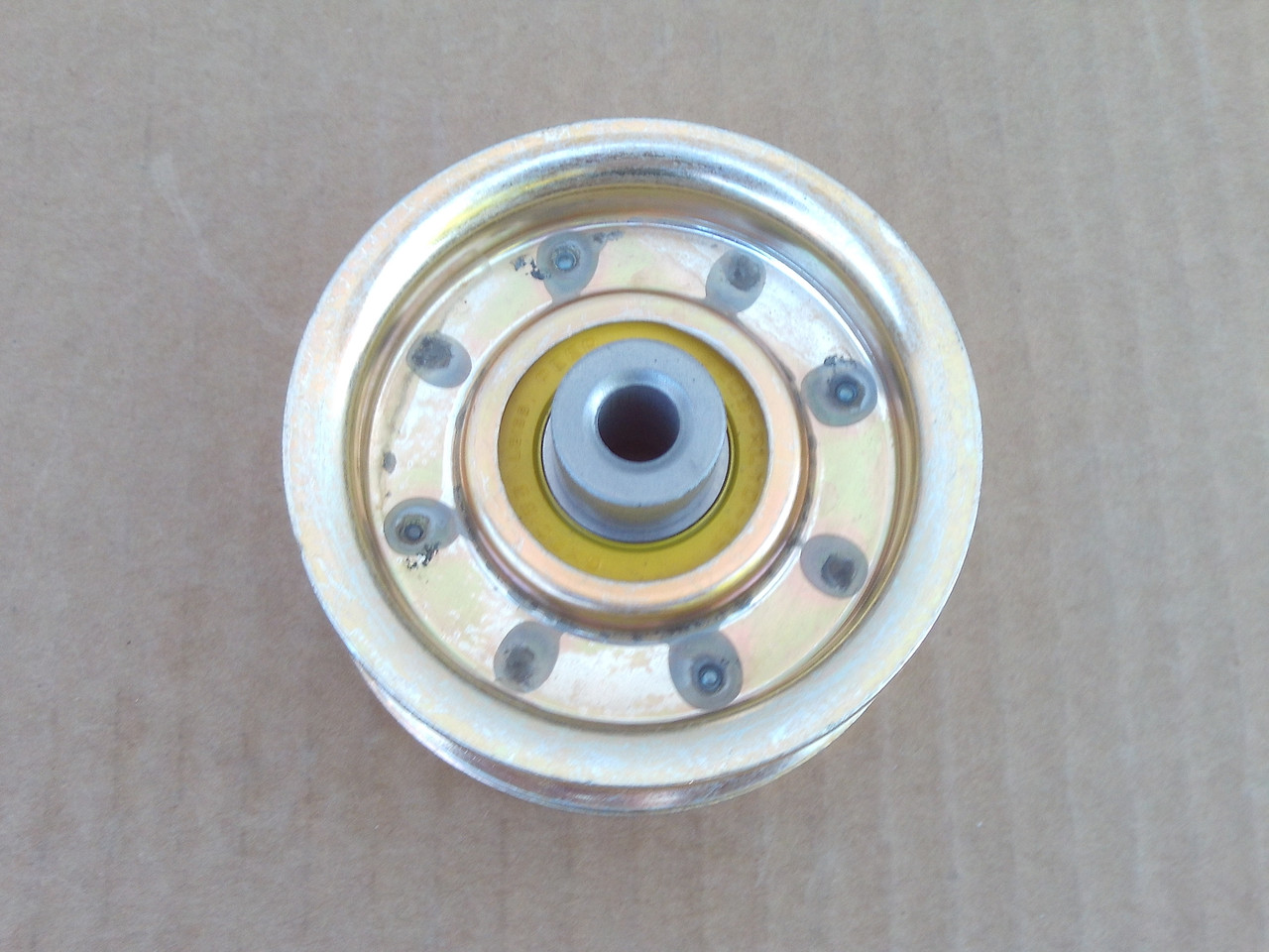 Idler Pulley for Cub Cadet Z Force 44, 48, 52" Cut Deck 02004558 flat, Height: 1-1/8" ID: 3/8" OD: 3-1/4" Made In USA