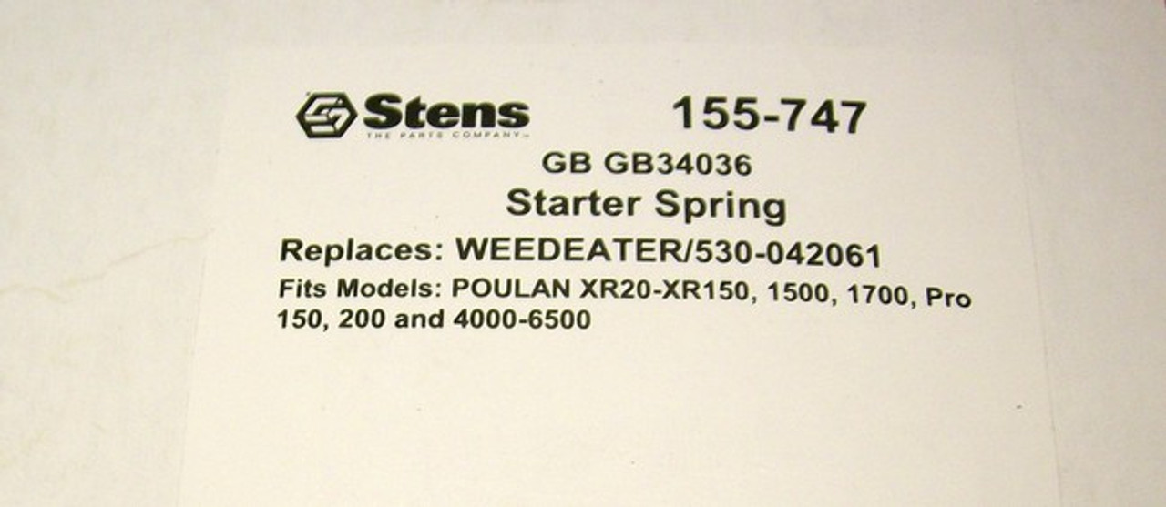 Recoil Starter Spring for Poulan and Weedeater XR20 to XR150, 1500, 1700, Pro 150, 200, 4000 to 6500, 530-042061, 530-042067