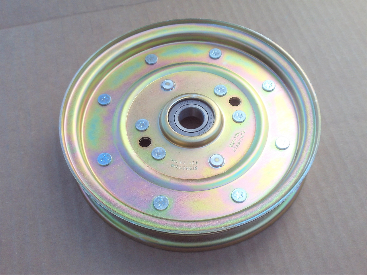 Deck Idler Pulley for Exmark Lazer Z, Lazer XP, 60", 72" Cut 1164667, 1264667, 1267685, 1633109, 633109, 116-4667, 126-4667, 126-7685, 1-633109 OD: 6-3/4", ID: 11/16", Height: 1-1/8"