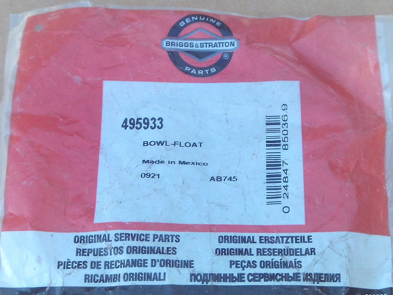 Briggs and Stratton Carburetor Bowl with Gasket & Bolt