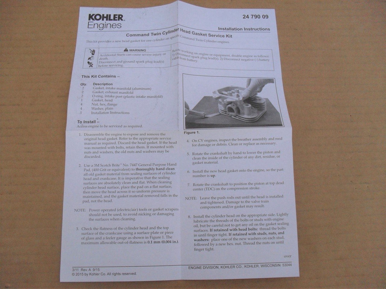 Kohler Head Gasket Kit for Command CH18 CH20 CH22 CH25 18 HP to 25 HP 2404108S 2484101S 24 041 08-S 24 841 01-S
