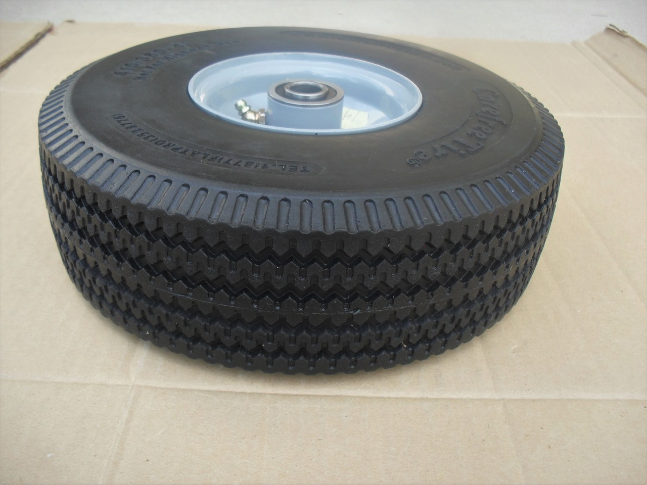 Wheel Tire for Little Wonder Blower 4.10 x 3.50 - 4, 4164205 Solid Foam Flat Free 410/350-4