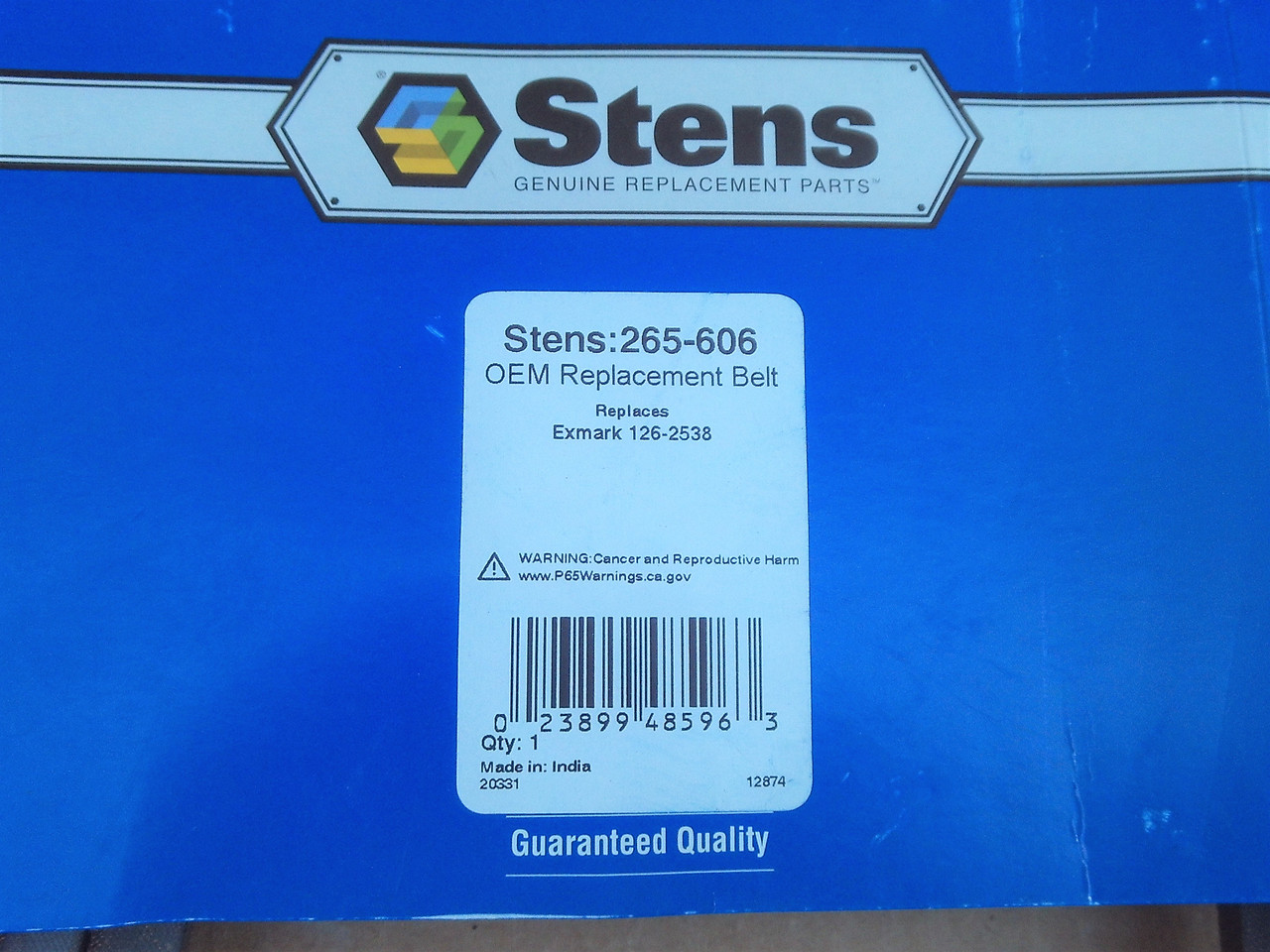 Deck Drive Belt for Exmark Turf Tracer 52" Cut 1262538 126-2538-SL 126-2538 X Series walk behinds 2015 to 2016