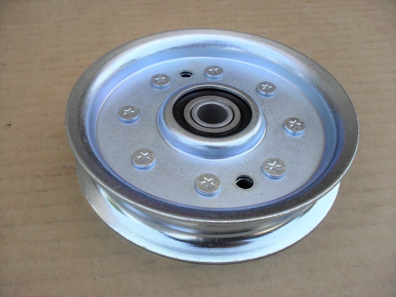 Flat Idler Pulley for Exmark Explorer 52", 60 Cut, Turf Tracer 32", 36", 48" Deck 1403009, 403009, 1-403009 OD: 4-5/8", ID: 1/2", Height: 1"