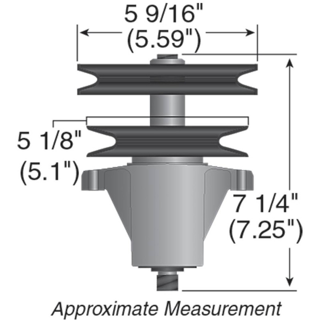 Deck Spindle for MTD LT5, RT99, 46" Cut 618-04134, 618-04134A, 618-04134B, 618-04134C, 618-04134D, 918-04134, 918-04134A, 918-04134B, 918-04134C, 918-04134D, Includes double pulley, mounting screws, grease fittting