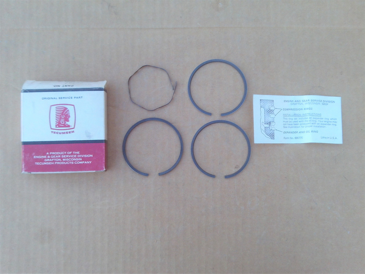 Piston Rings for Tecumseh H30, H35, Craftsman 28987, +010 Over Size