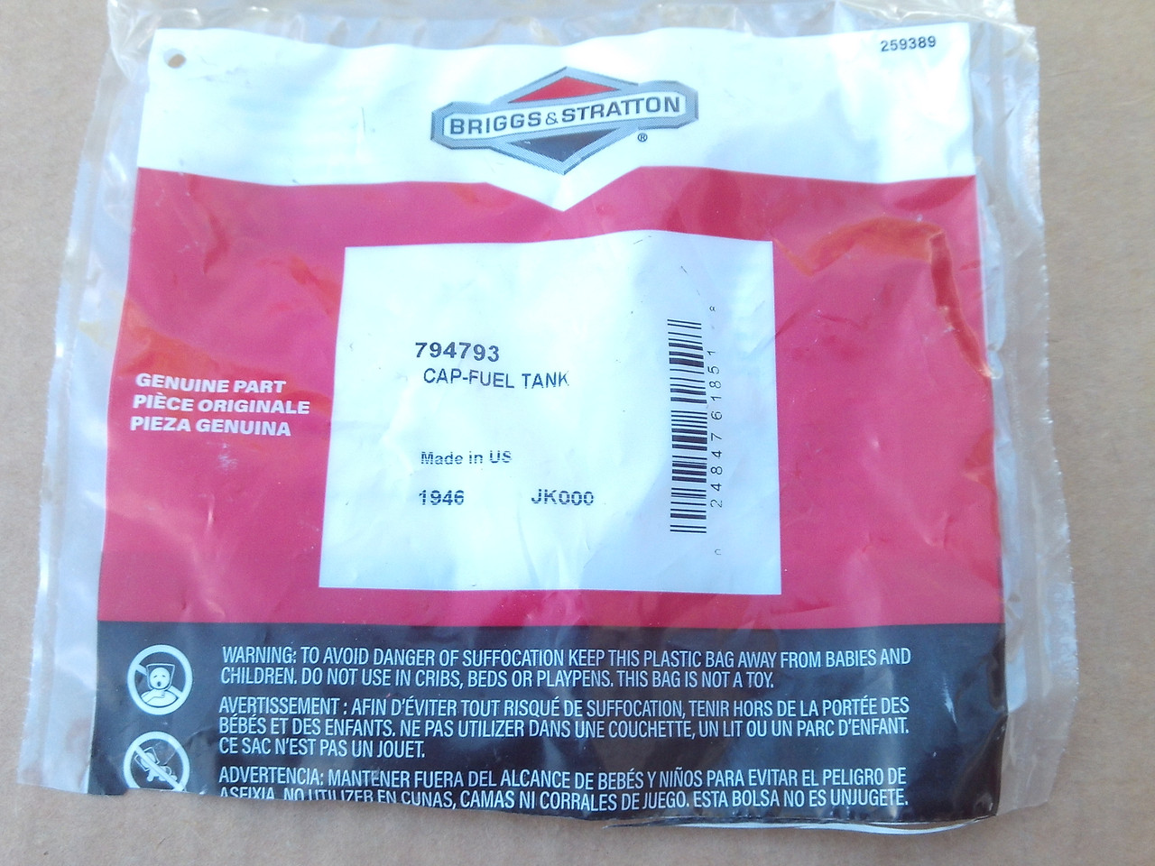 Briggs and Stratton Fuel Gas Cap 794793 122L02 &