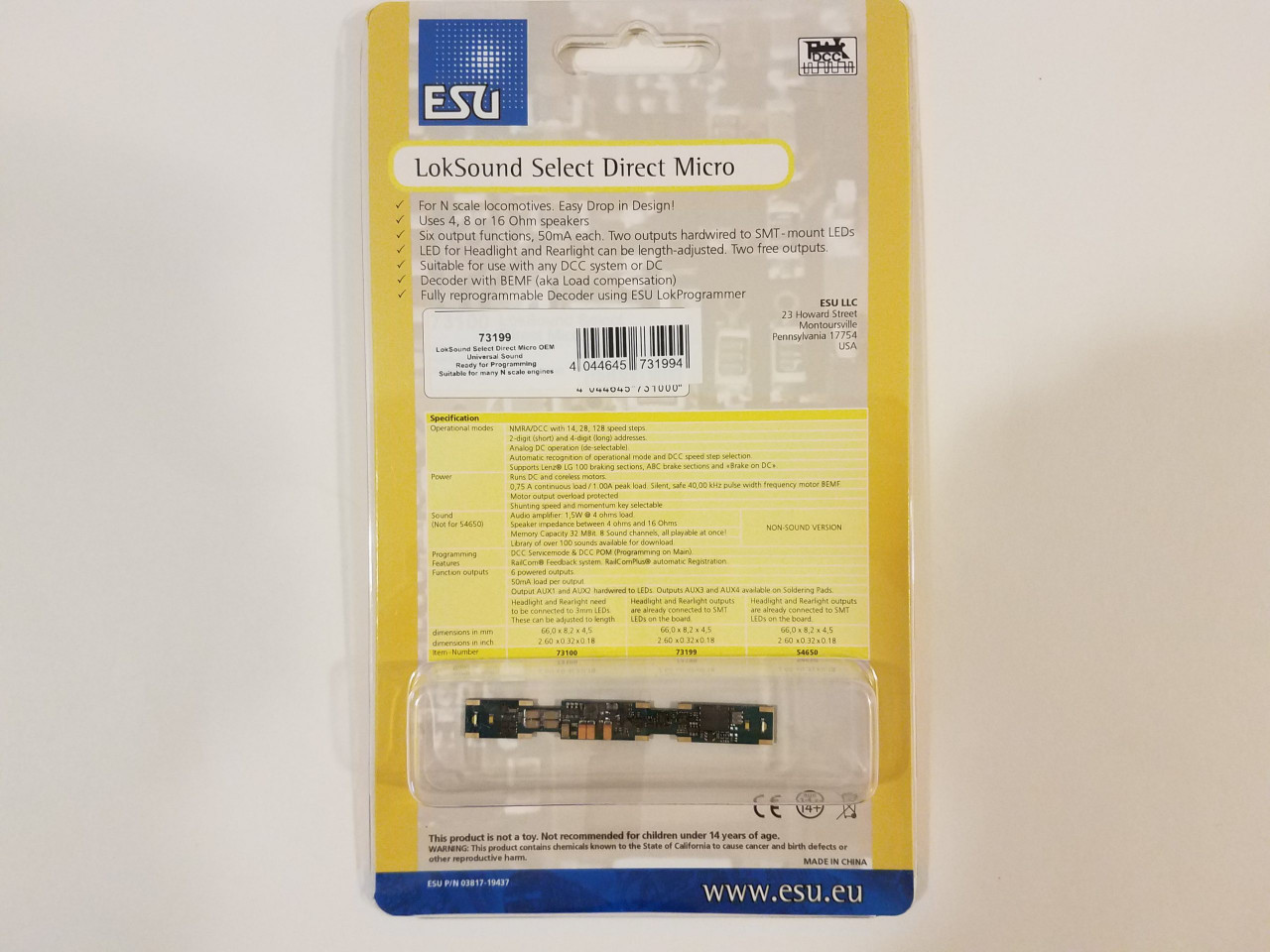 ESU ~ LokSound Select Direct Micro DCC Sound Decoder ~ ESU73199