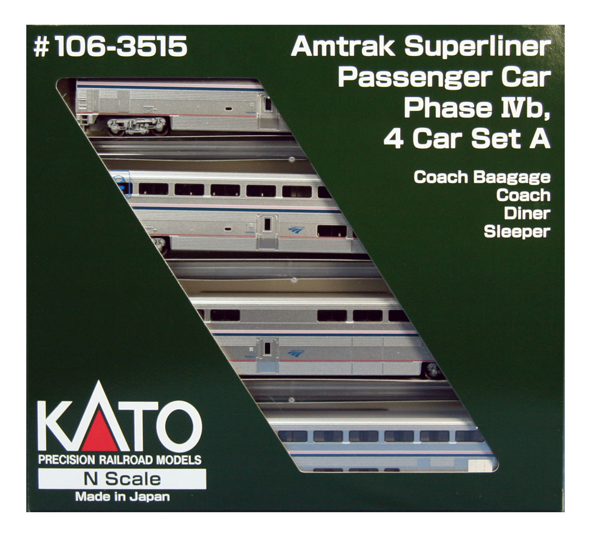 Kato ~ N Scale ~ Amtrak Passenger Car Superliner Phase IVB ~ Set A