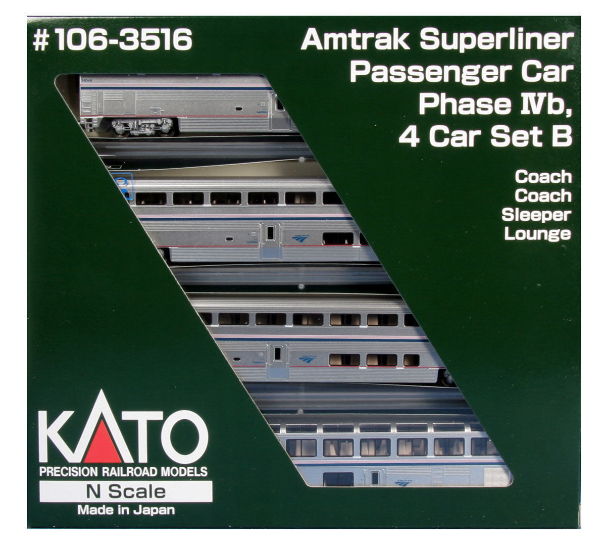 Kato ~ N Scale ~ Amtrak Passenger Car Superliner Phase IVB ~ Set B