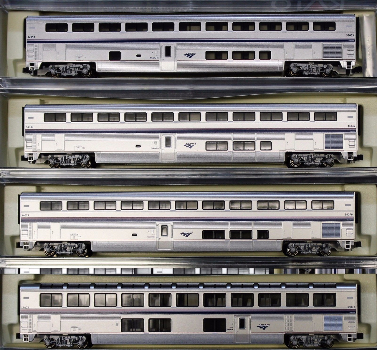 Kato ~ N Scale ~ Amtrak Passenger Car Superliner Phase IVB ~ Set B