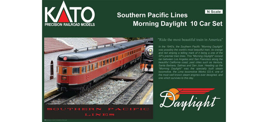 Kato ~ N Scale ~ Southern Pacific SP ~ Daylight 10 Car Passenger