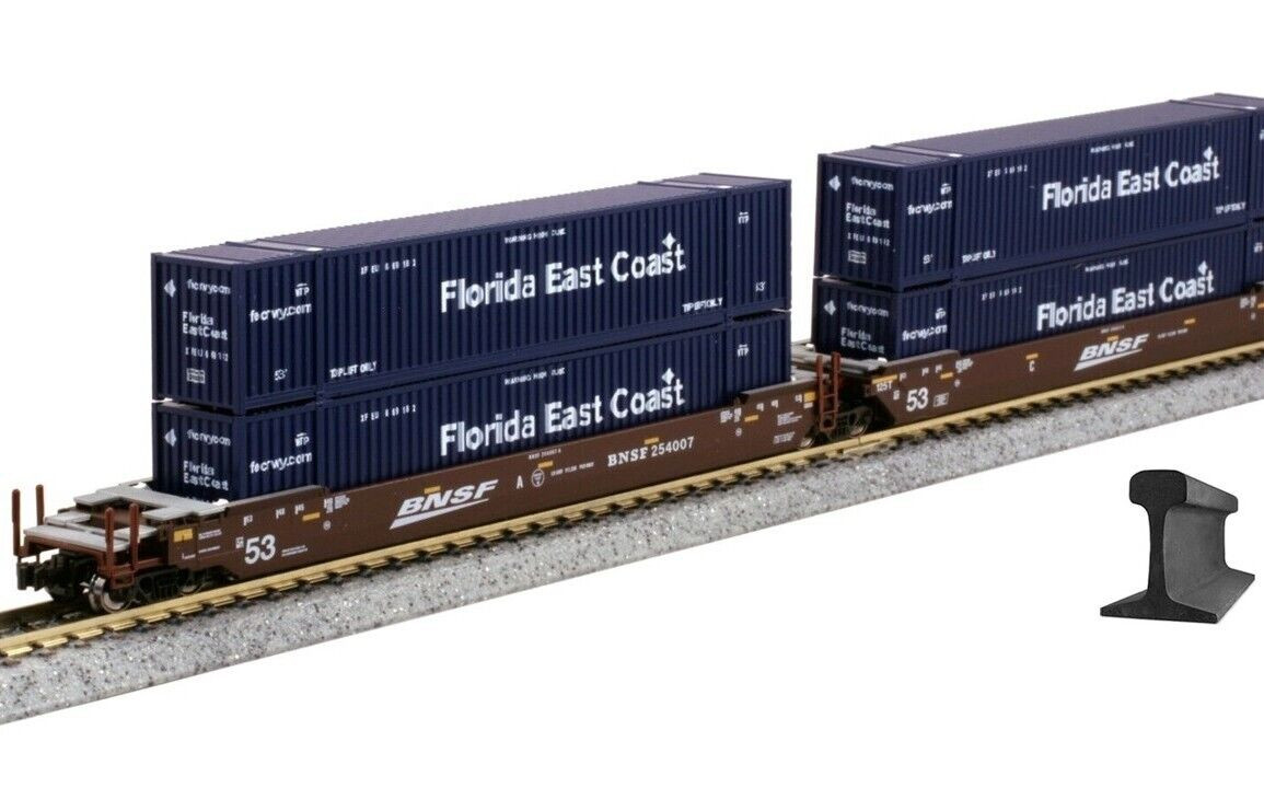 Kato ~ N Scale ~ Gunderson Maxi-IV ~ BNSF Swoosh ~ Well Car Set