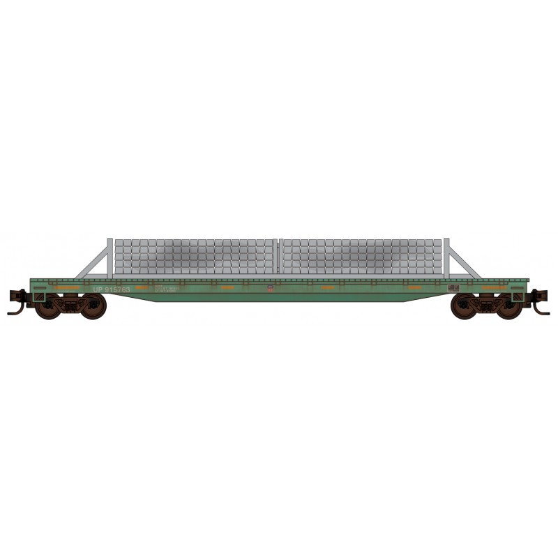 Micro Trains ~ Z Scale~ Weathered 60' Flat Car, UP MOW Tie-Loader