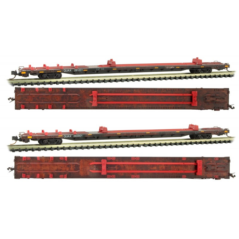 Micro Trains ~ N Scale ~ Redstreak QUAX 89' TOFC Flat Car ~ 2 Pack