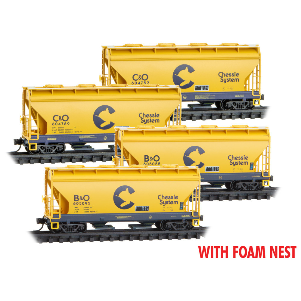 Micro Trains ~ N Scale ~ Chessie System 4-pk RP#213 ~ 100 Ton 2
