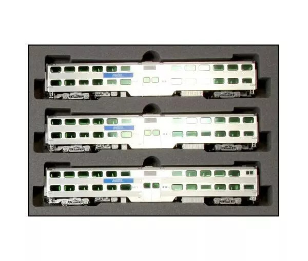 Kato ~ N Scale ~ Bi-Level Chicago Metra Commuter Train ~ 3-Car