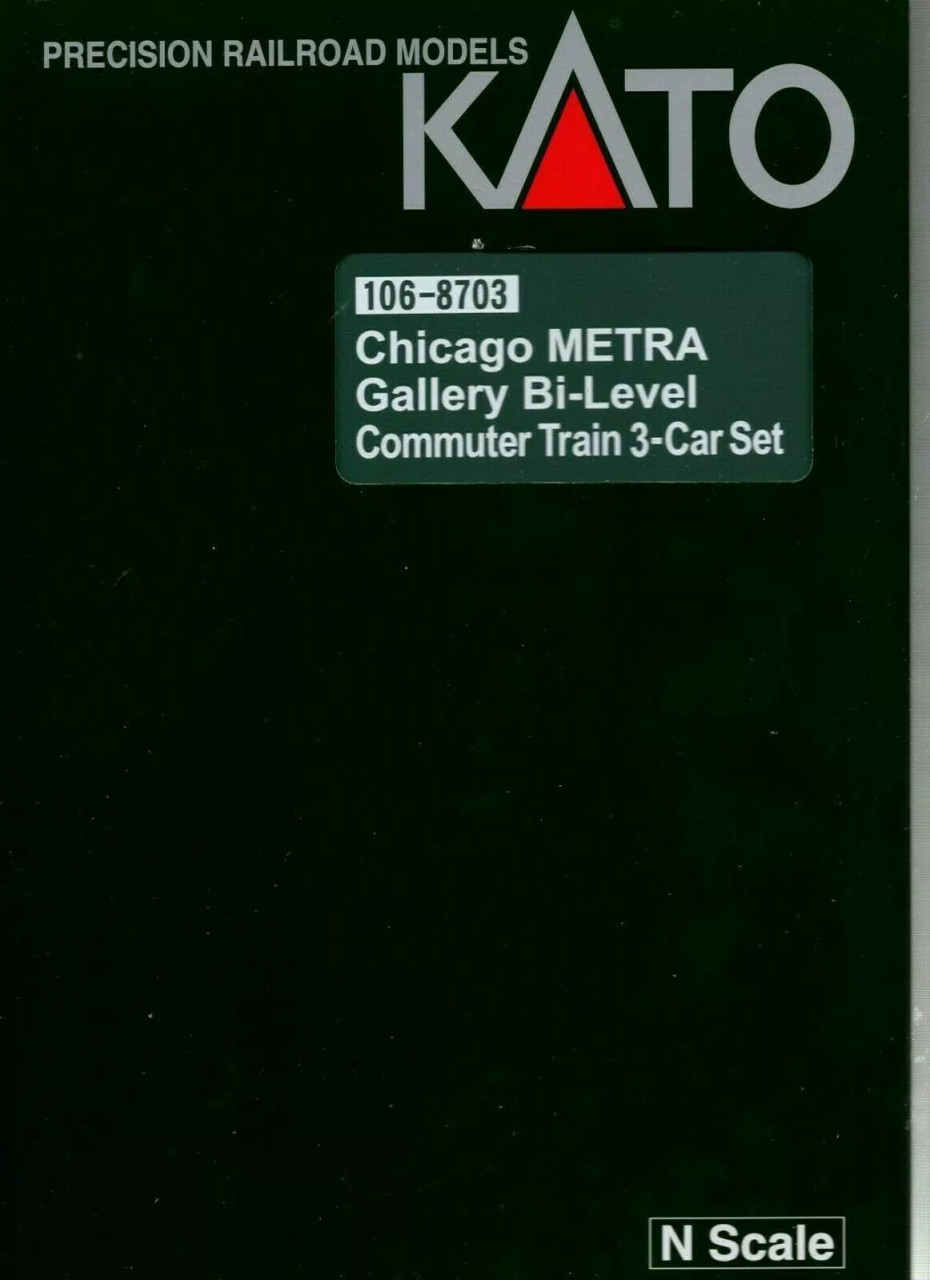 Kato ~ N Scale ~ Bi-Level Chicago Metra Commuter Train ~ 3-Car