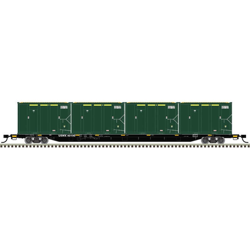 Atlas ~ HO Scale ~ Trainman ~ 85' Trash Container Flatcar with 4 MSW ...