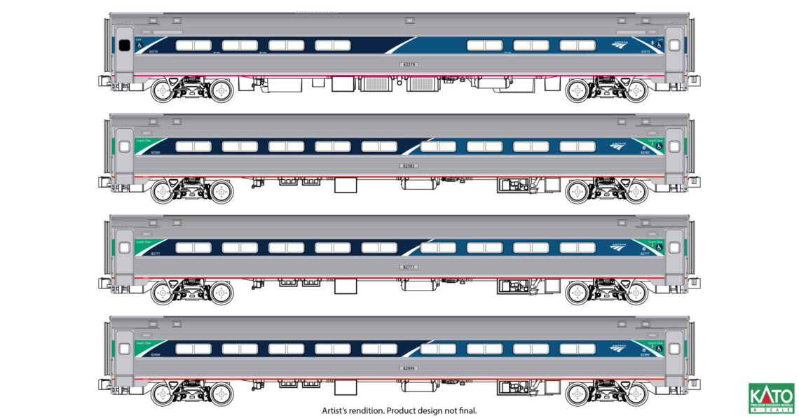 Kato ~ N Scale ~ Amfleet I Coach Bookcase Set ~ Amtrak Phase VII