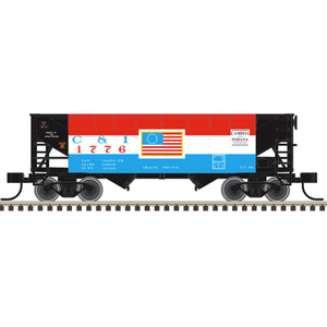 Atlas ~ HO Scale ~ Trainman ~ 2-Bay Offset Side Hopper ~ 2-Pack ~ Cambria & Indiana (Bicentennial Set) ~ 20008516