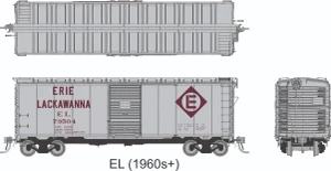 Rapido ~ HO Scale ~ 1937 AAR 40' Boxcar ~ 6-Pack ~ Erie Lackawanna ~ 1011005