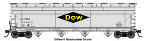 Walthers Mainline ~ HO Scale ~ ACF 5250 4-Bay Centerflow Covered Hopper ~ Dow Chemical DOWX #3059 ~ 910-49236