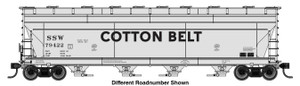 Walthers Mainline ~ HO Scale ~ ACF 5250 4-Bay Centerflow Covered Hopper ~ Cotton Belt SSW #79459 ~ 910-49243
