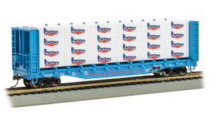 Bachmann ~ HO Scale ~ 52' Open Centerbeam Flatcar with Lumber Load ~ Bennett Lumber Products #316 ~ 12925