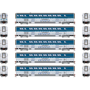 Athearn Genesis ~ HO Scale ~ Surfliner Cars with Lights ~ 5-Pack ~ Amtrak ~ 23743