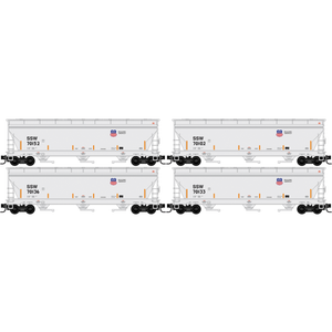 Micro Trains ~ N Scale ~ ACF 3-Bay Covered Hopper ~ 4-Pack ~ Union Pacific (Ex-SSW) ~ 983102296