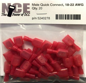 NCE ~ All Scale ~ MQCR20 ~ Male Quick Connect ~ 18 - 22 AWG ~ Red ~ 5240287