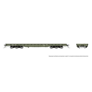 Rapido ~ HO Scale ~ Magor 54' Flatcar ~ DODX Early Patch ~ US Department of Defense DODX #38481 ~ 199002-38481