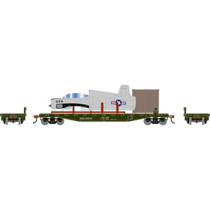 Athearn ~ HO Scale ~ 50' Flat Car w/T-28B Trojan Airplane ~ US Department of Defense DODX #39555 ~ 2798
