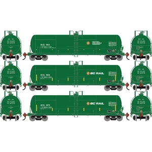 Athearn ~ HO Scale ~ RTC 20,900 Gallon Acid Tank Car ~ 3-Pack ~ British Columbia Railway BCOL #1963, #1969, #1970 ~ 2761