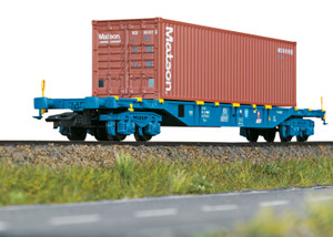 Märklin ~ HO Scale ~ AC 3-Rail ~ Type Sgnss Container Transport Car ~ T.R.W. ~ 40' Container ~ 47136