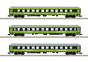Trix ~ N Scale ~ Express Train Passenger Car Set ~ FlixTrain ~ 3 Cars ~ 15462