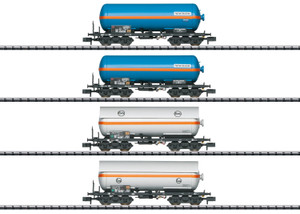 Trix ~ N Scale ~ Compressed Gas Tank Car Set ~ Eva/WACKER ~ 4 Cars ~ 15538