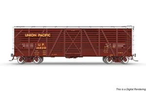Broadway Limited ~ HO Scale ~ 40' Wood Stock Car ~ Union Pacific UP #46827D ~ Hog Sounds ~ 10705