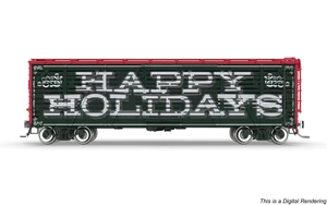Broadway Limited ~ HO Scale ~ 40' Wood Stock Car ~ Happy Holidays ~ Reindeer Sounds ~ 10712